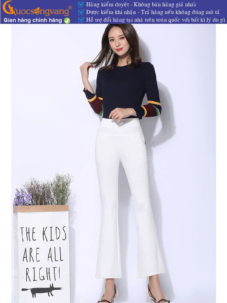 Quần nữ công sở ống loe treggings lưng cao lưng thun GLQ051