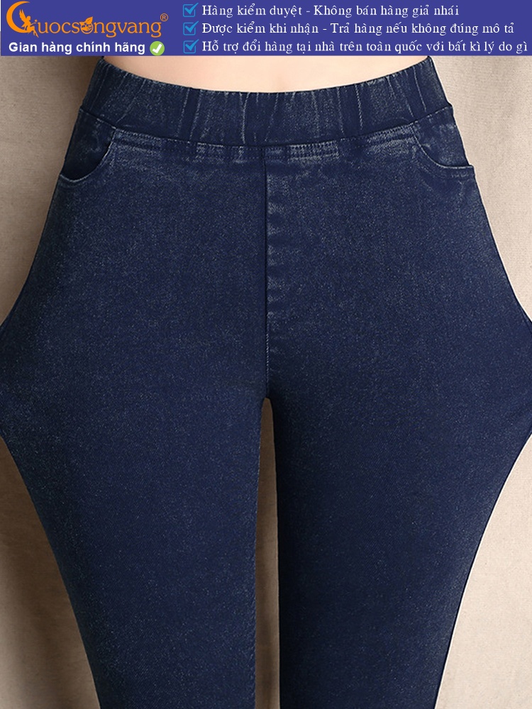 Quần legging nữ giả jean lưng cao lưng thun vải cotton 4 chiều dầy GLQ100