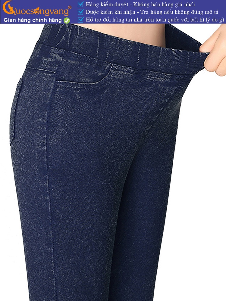 Quần legging nữ giả jean lưng cao lưng thun vải cotton 4 chiều dầy GLQ100