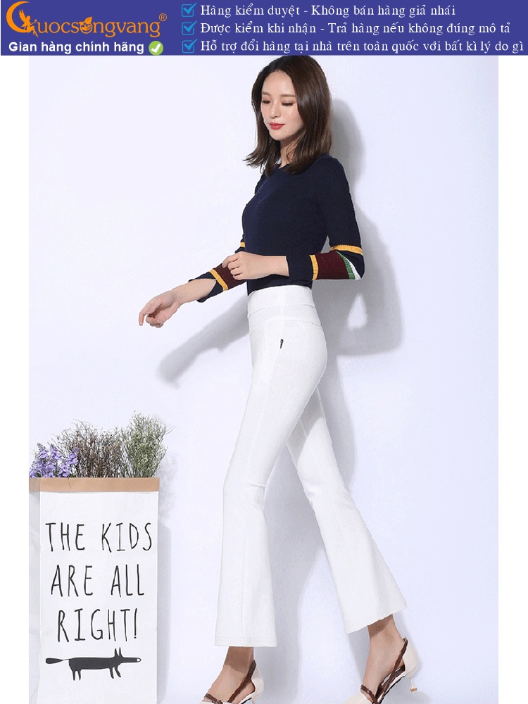Quần nữ công sở ống loe treggings lưng cao lưng thun GLQ051