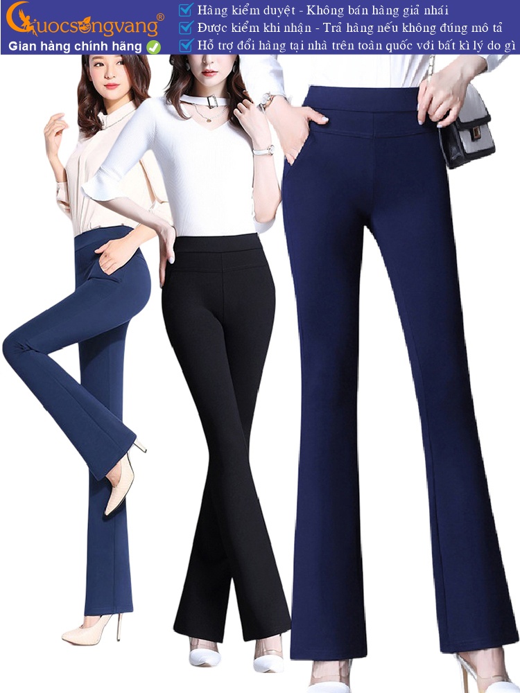 Quần nữ công sở ống loe treggings lưng cao lưng thun GLQ051