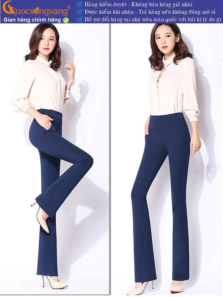 Quần nữ công sở ống loe treggings lưng cao lưng thun GLQ051