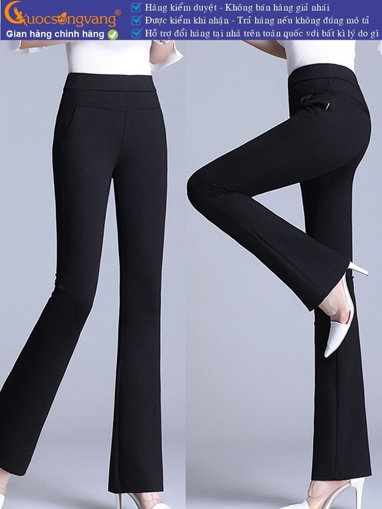 Quần nữ công sở ống loe treggings lưng cao lưng thun GLQ051