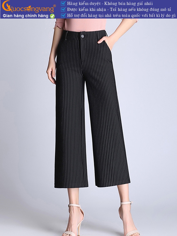 Quần nữ lưng cao ống lỡ ống rộng GLQ077