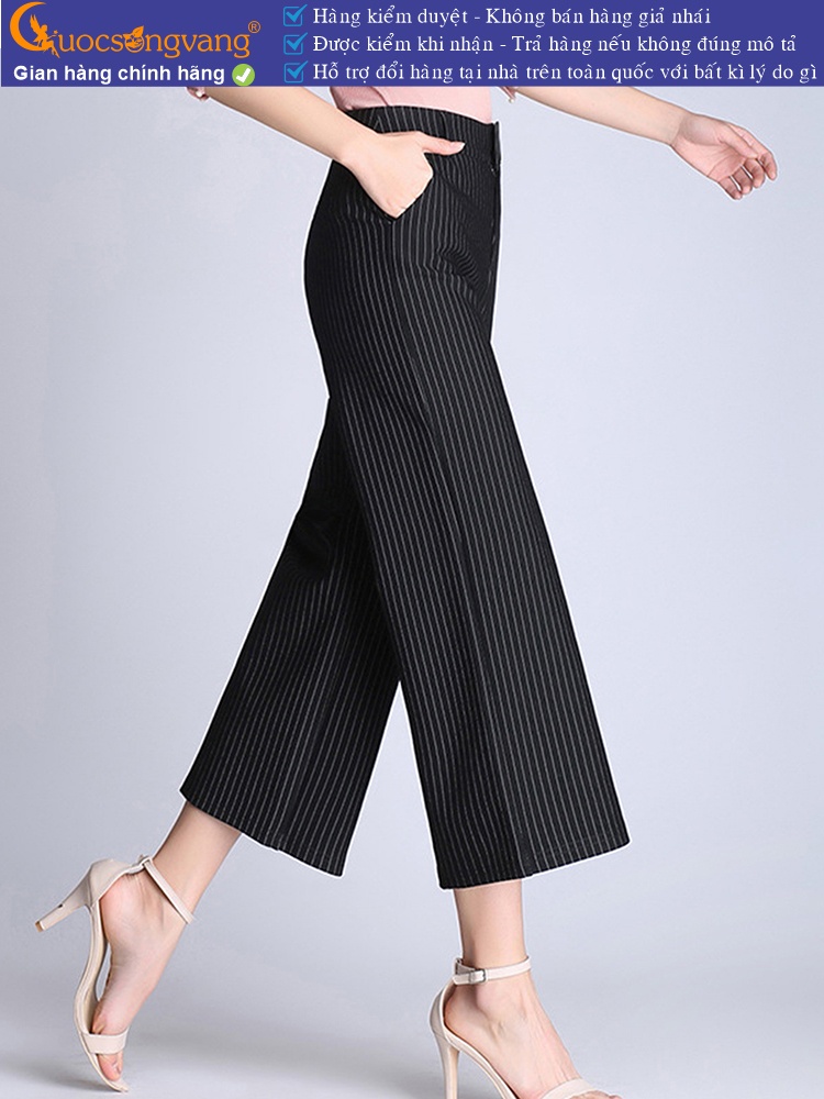 Quần nữ lưng cao ống lỡ ống rộng GLQ077