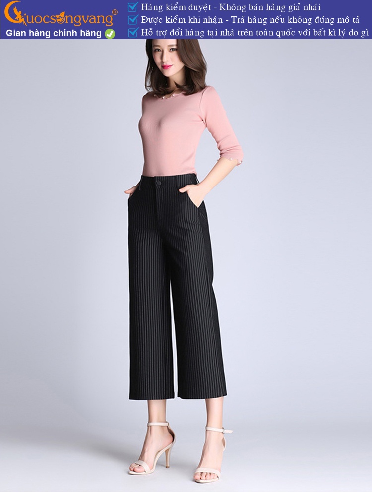 Quần nữ lưng cao ống lỡ ống rộng GLQ077