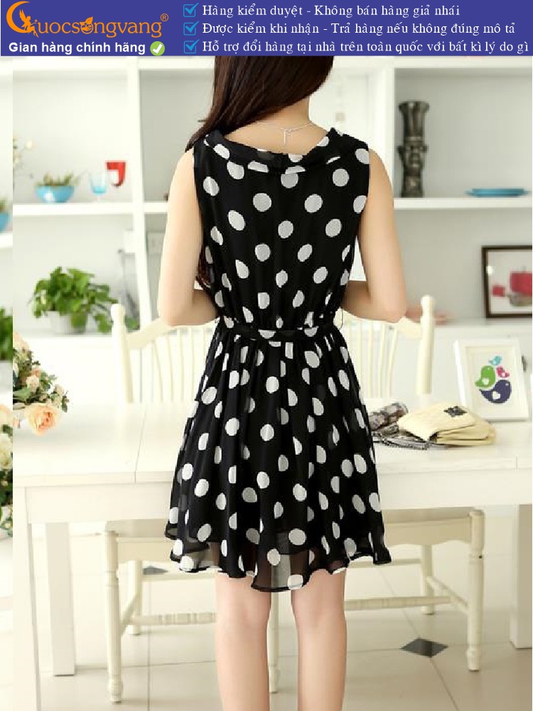 Váy đầm voan chấm bi thân áo hai lớp GLV003