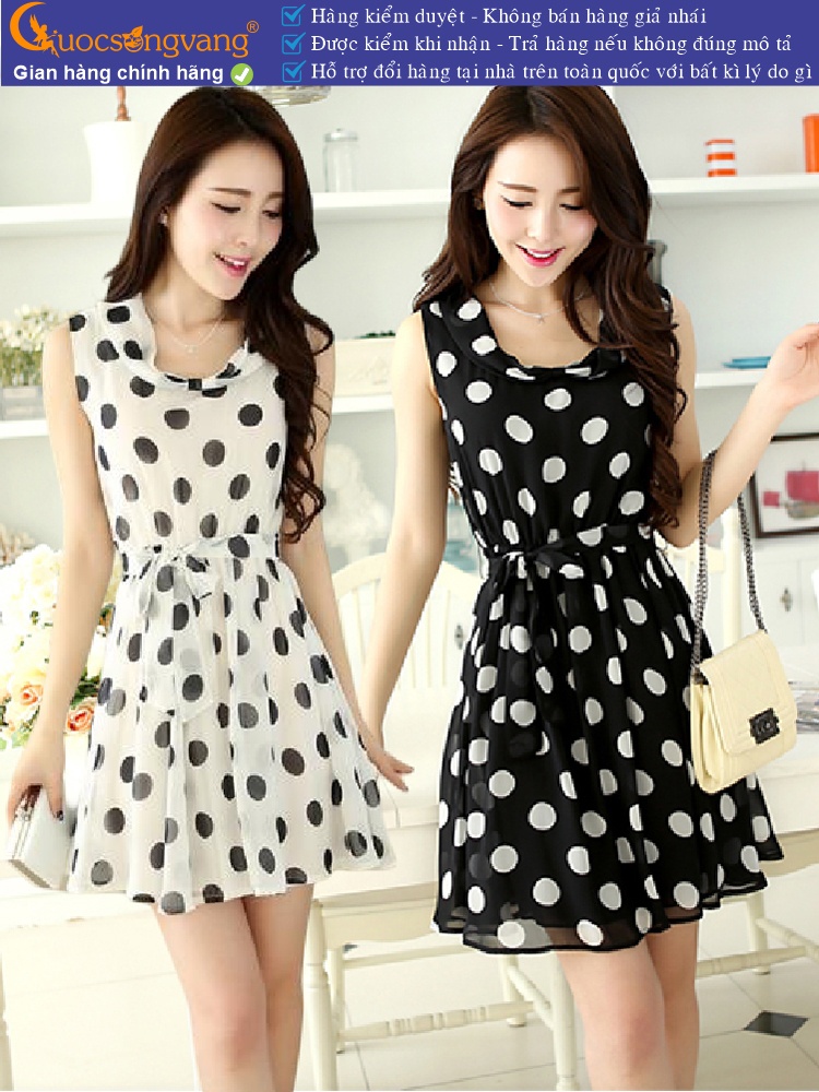 Váy đầm voan chấm bi thân áo hai lớp GLV003