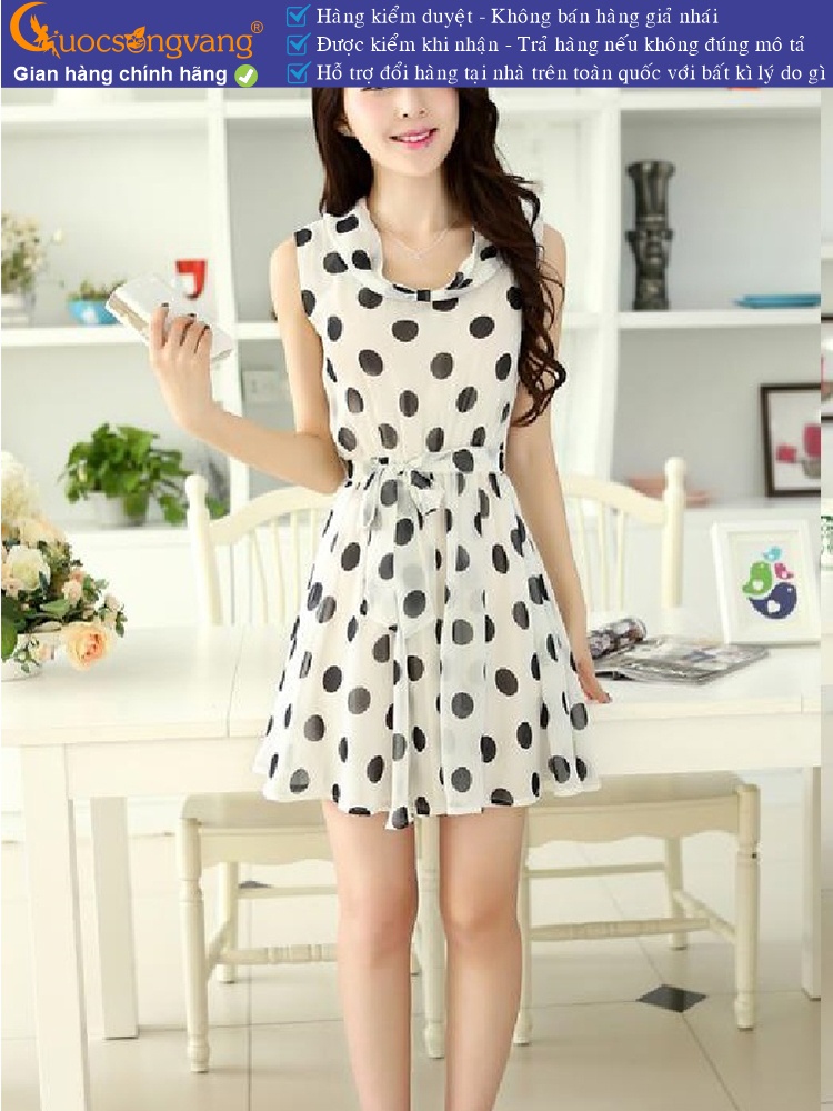 Váy đầm voan chấm bi thân áo hai lớp GLV003
