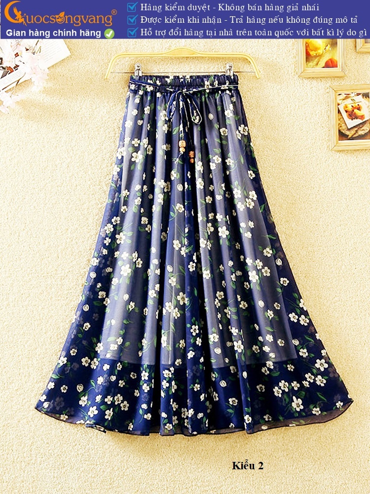 Chân váy dài Maxi chân váy lụa chiffon dài  GLV017 kiểu 2