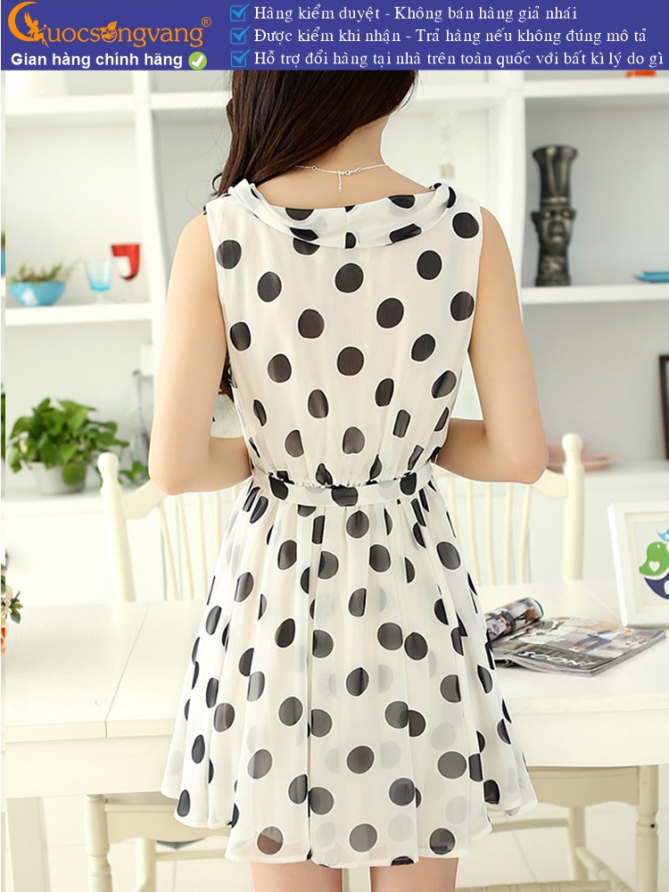 Váy đầm voan chấm bi thân áo hai lớp GLV003