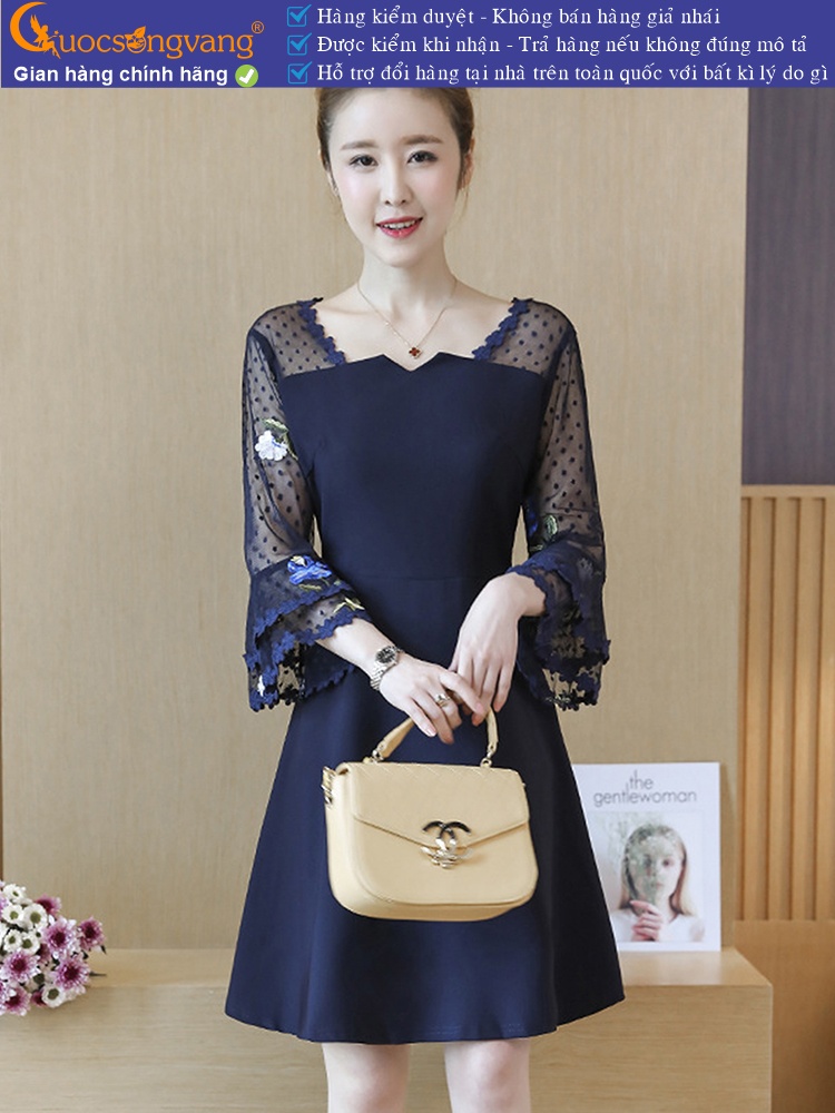 Váy đầm xòe tay loe ren thêu big size GLV076