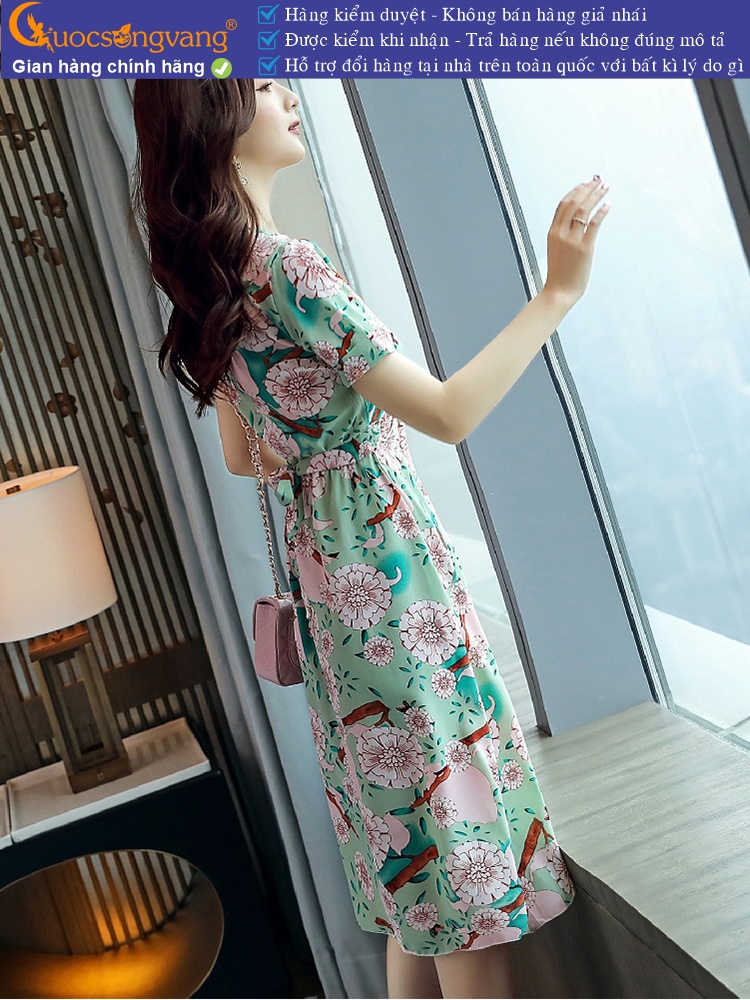 Váy đầm midi hoa dáng dài phi mờ GLV070
