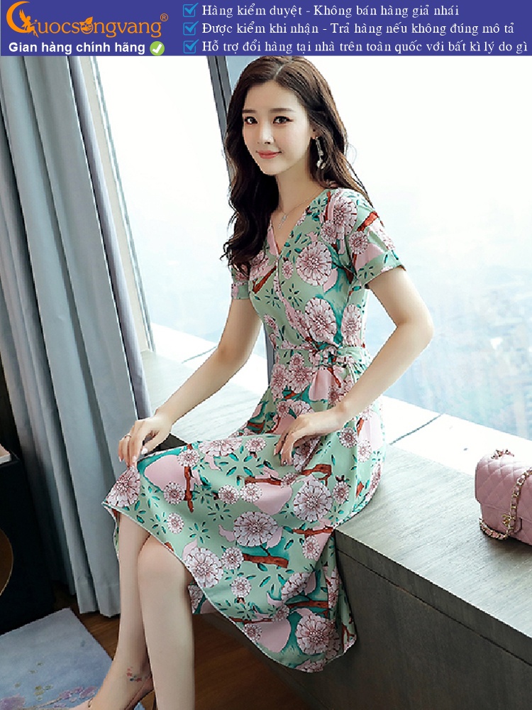 Váy đầm midi hoa dáng dài phi mờ GLV070