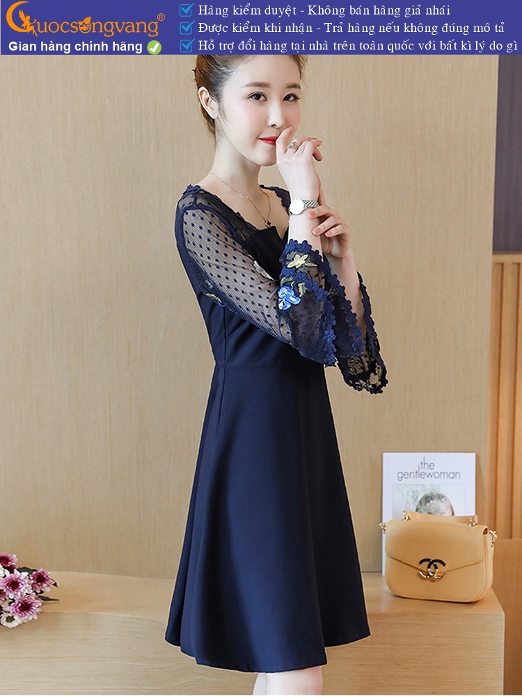 Váy đầm xòe tay loe ren thêu big size GLV076