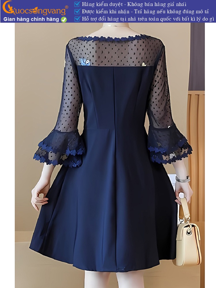 Váy đầm xòe tay loe ren thêu big size GLV076