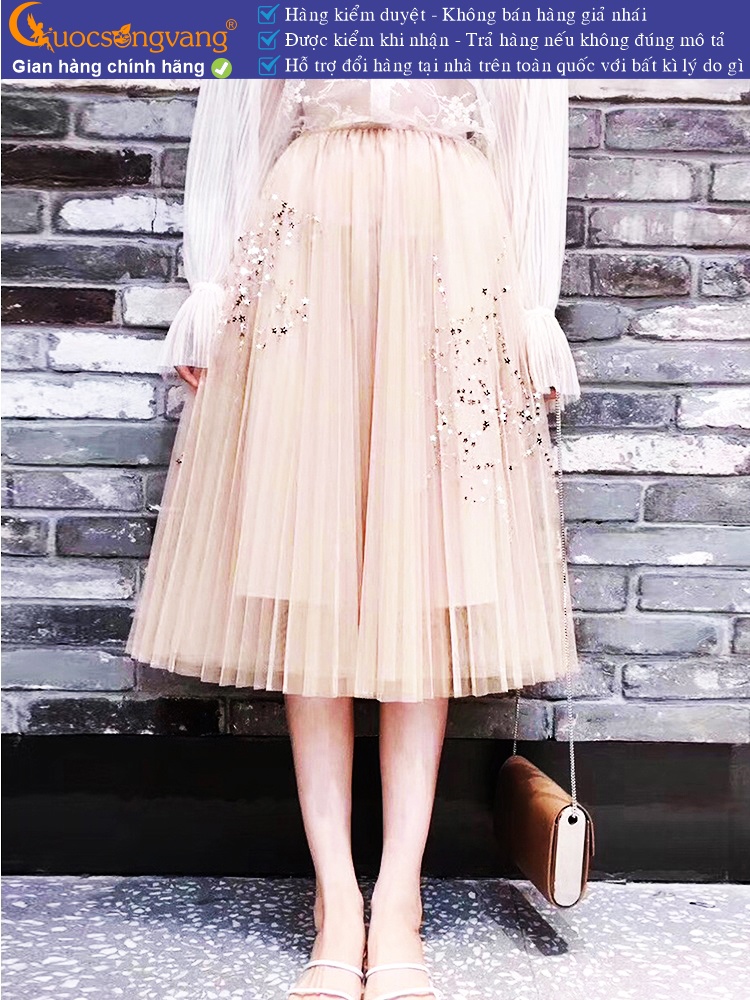 Chân váy xếp ly ánh sao lưng thun có lót trong GLV087