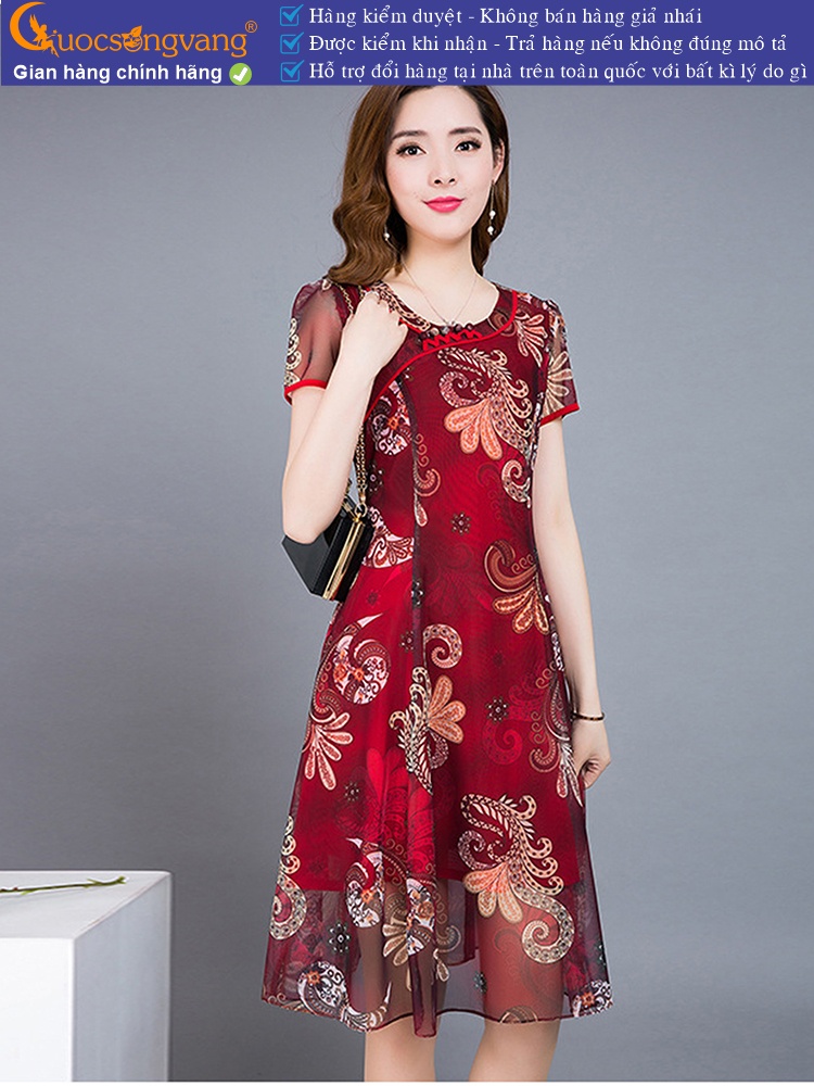 Váy đầm suông cổ tròn ngắn tay GLV121