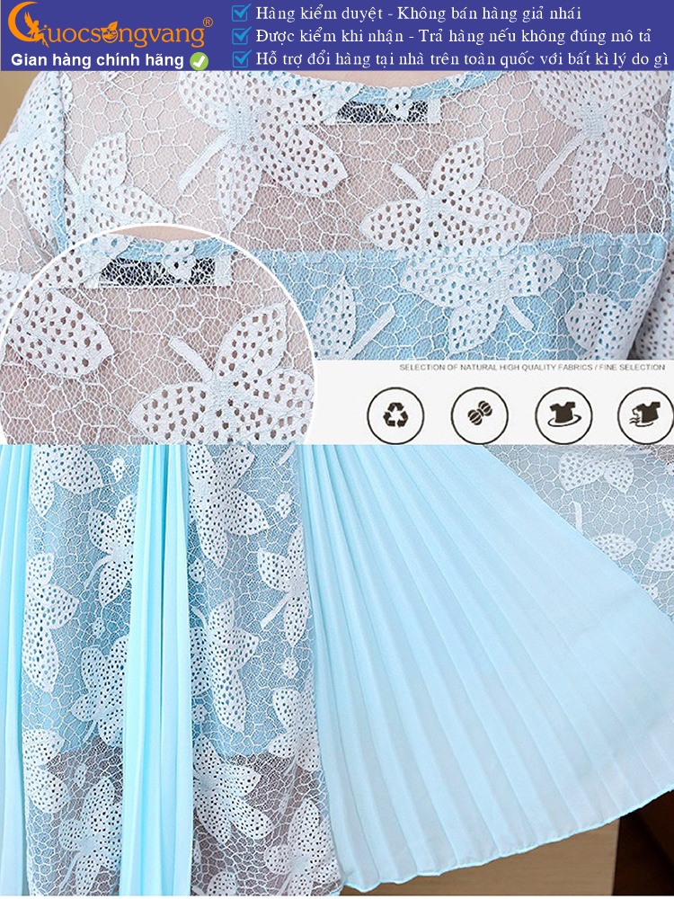 Váy đầm xòe ngắn tay thêu ren tinh tế GLV098
