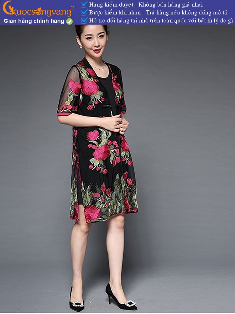 Váy đầm suông kèm áo choàng thêu hoa GLV123