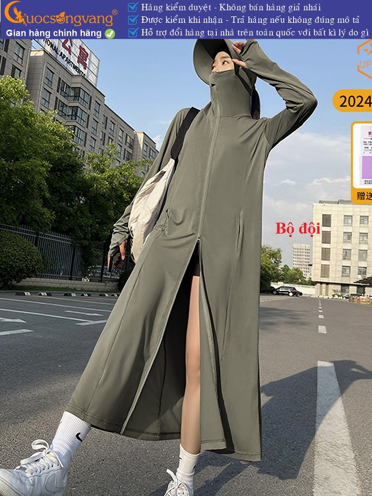 Váy chống nắng nữ dài chống UV liền nón và khẩu trang GLSET046