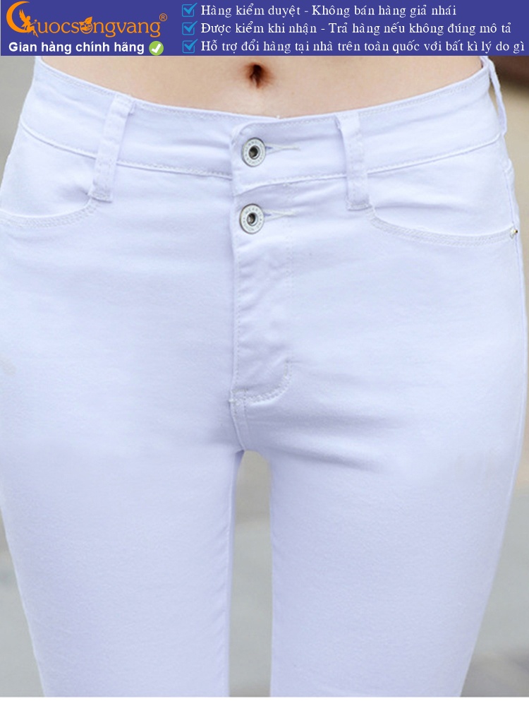 Quần jean nữ trắng gốc cotton tự nhiên co giãn GLQ116