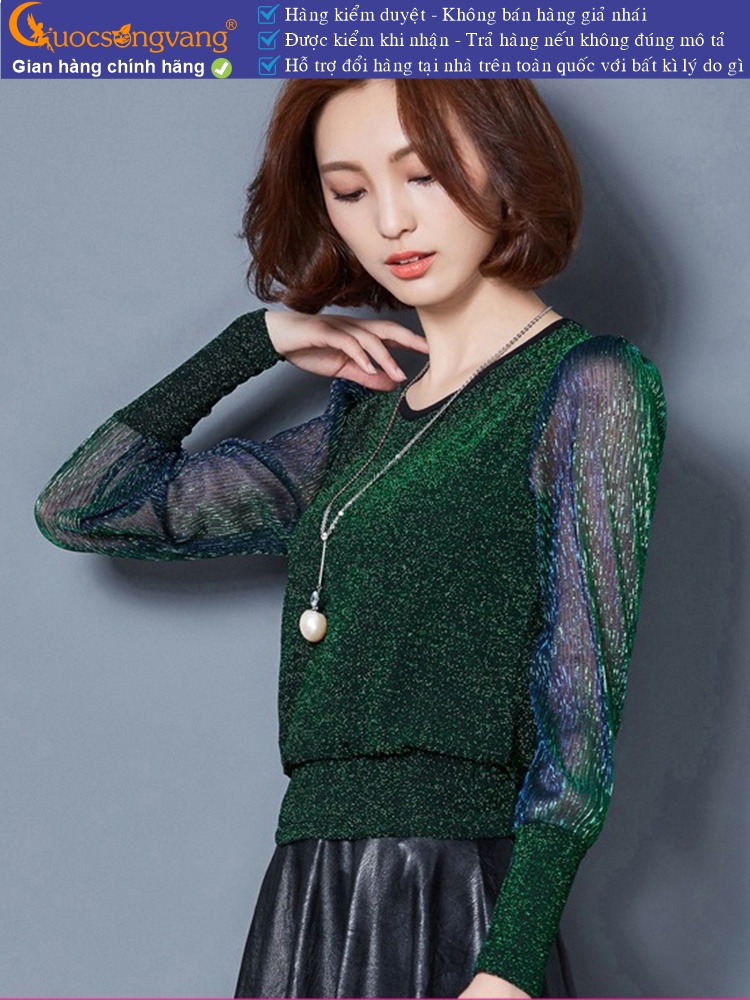 Áo thun nữ lưới mềm dài tay đính kim sa GLA106