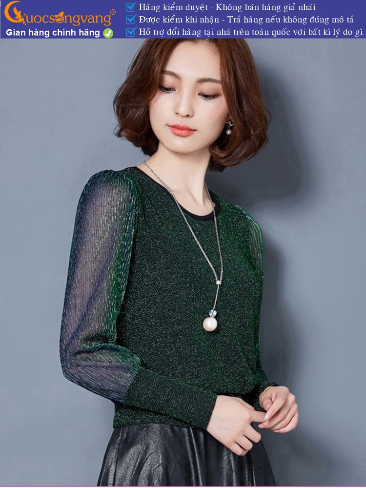 Áo thun nữ lưới mềm dài tay đính kim sa GLA106