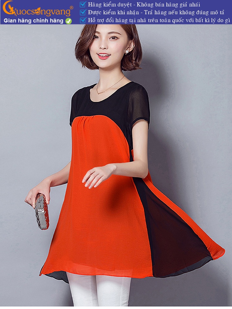 Áo kiểu dáng dài cổ tròn ngắn tay GLA107