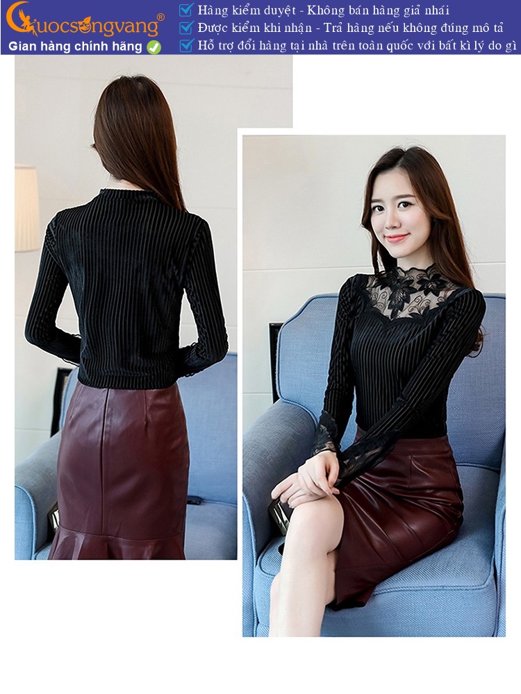 Áo nữ dáng ôm phối ren áo nhung lót lông GLA155