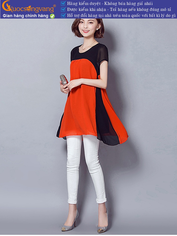 Áo kiểu dáng dài cổ tròn ngắn tay GLA107