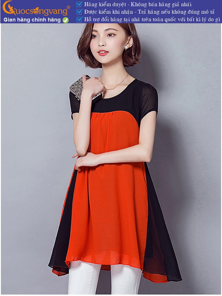 Áo kiểu dáng dài cổ tròn ngắn tay GLA107