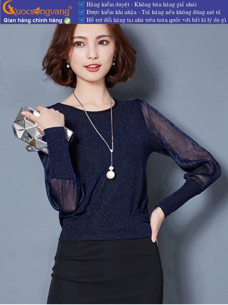 Áo thun nữ lưới mềm dài tay đính kim sa GLA106