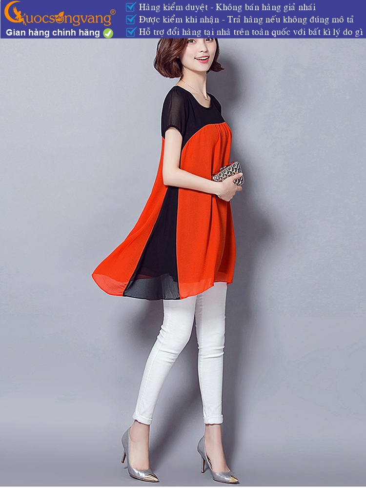 Áo kiểu dáng dài cổ tròn ngắn tay GLA107