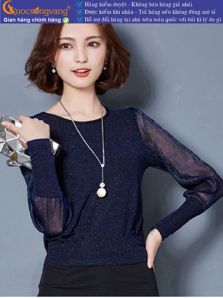 Áo thun nữ lưới mềm dài tay đính kim sa GLA106