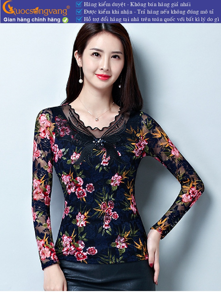 Áo thun nữ dài tay thêu ren big size GLA194