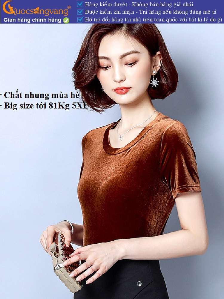 Áo nhung mùa hè thu cổ tròn ngắn tay GLA178
