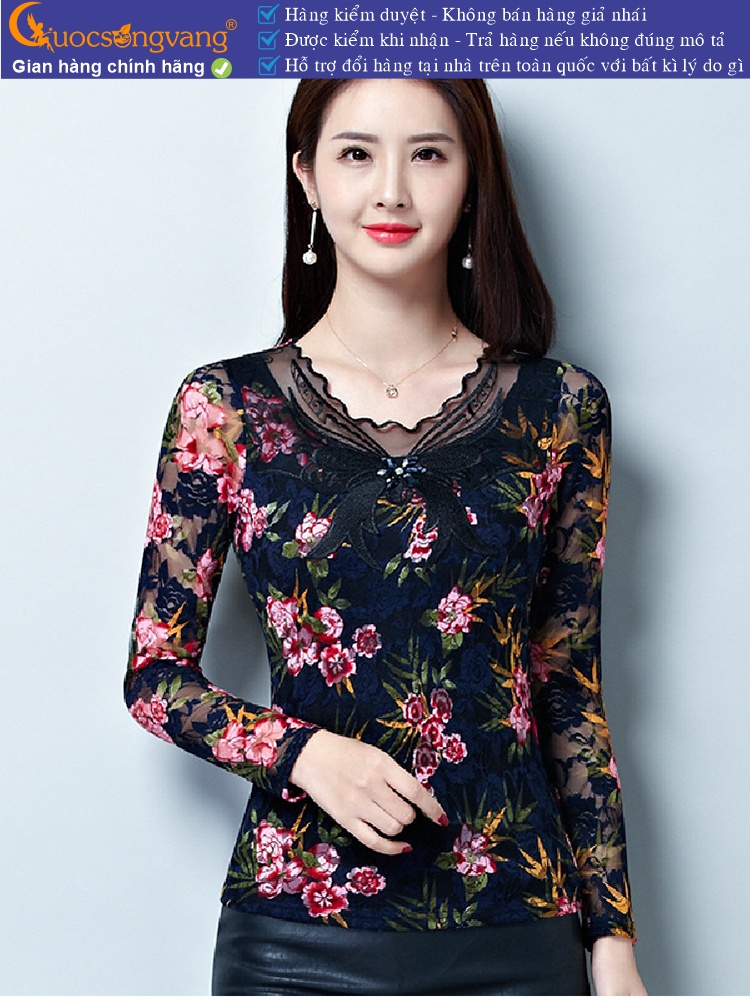 Áo thun nữ dài tay thêu ren big size GLA194