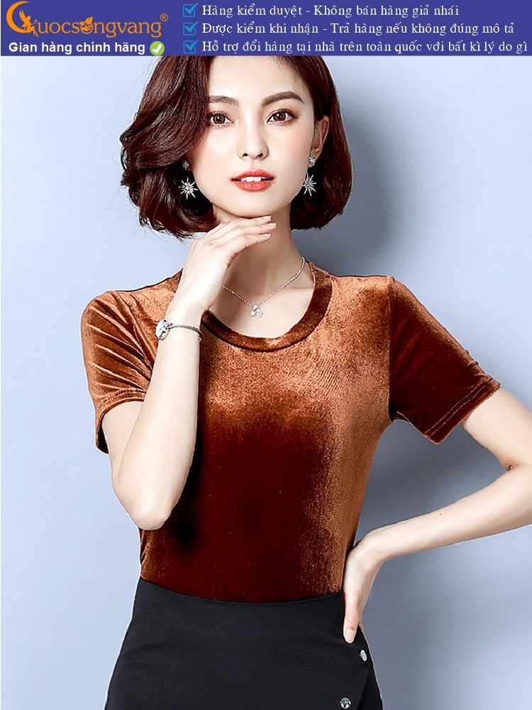 Áo nhung mùa hè thu cổ tròn ngắn tay GLA178