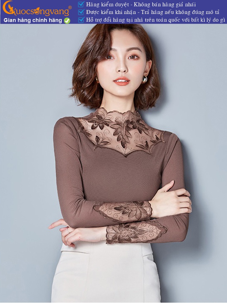 Áo thun nữ cổ và tay phối ren GLA160