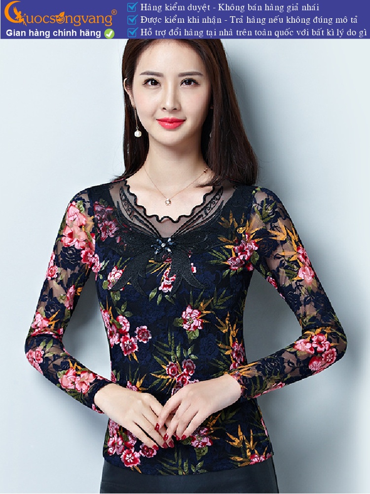Áo thun nữ dài tay thêu ren big size GLA194