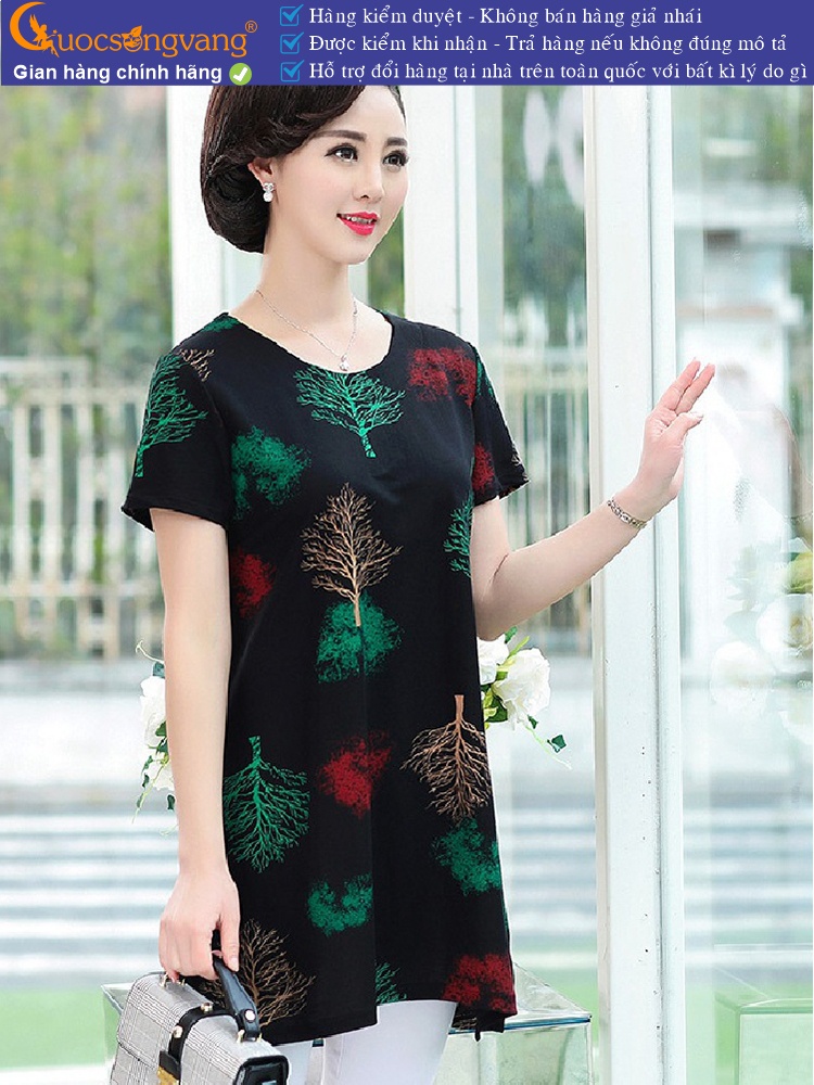 Áo trung niên kiểu dáng dài big size xẻ tà GLA257