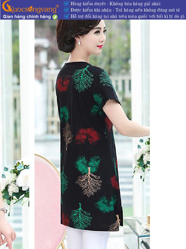 Áo trung niên kiểu dáng dài big size xẻ tà GLA257