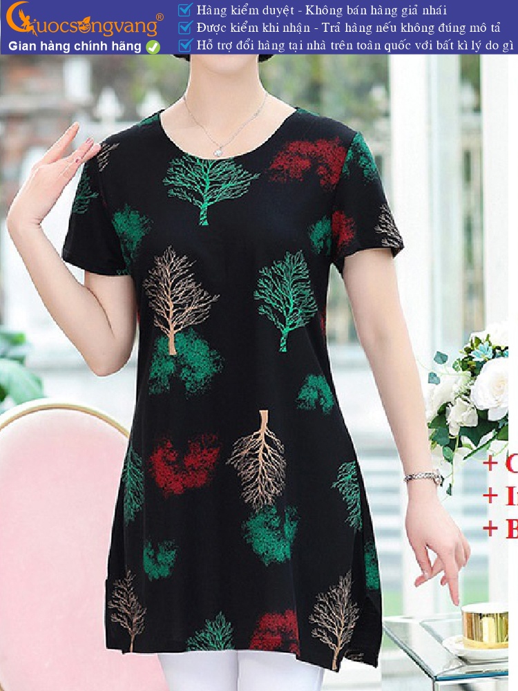 Áo trung niên kiểu dáng dài big size xẻ tà GLA257