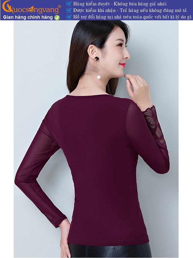 Áo thun nữ lưới dài tay phối ren GLA252