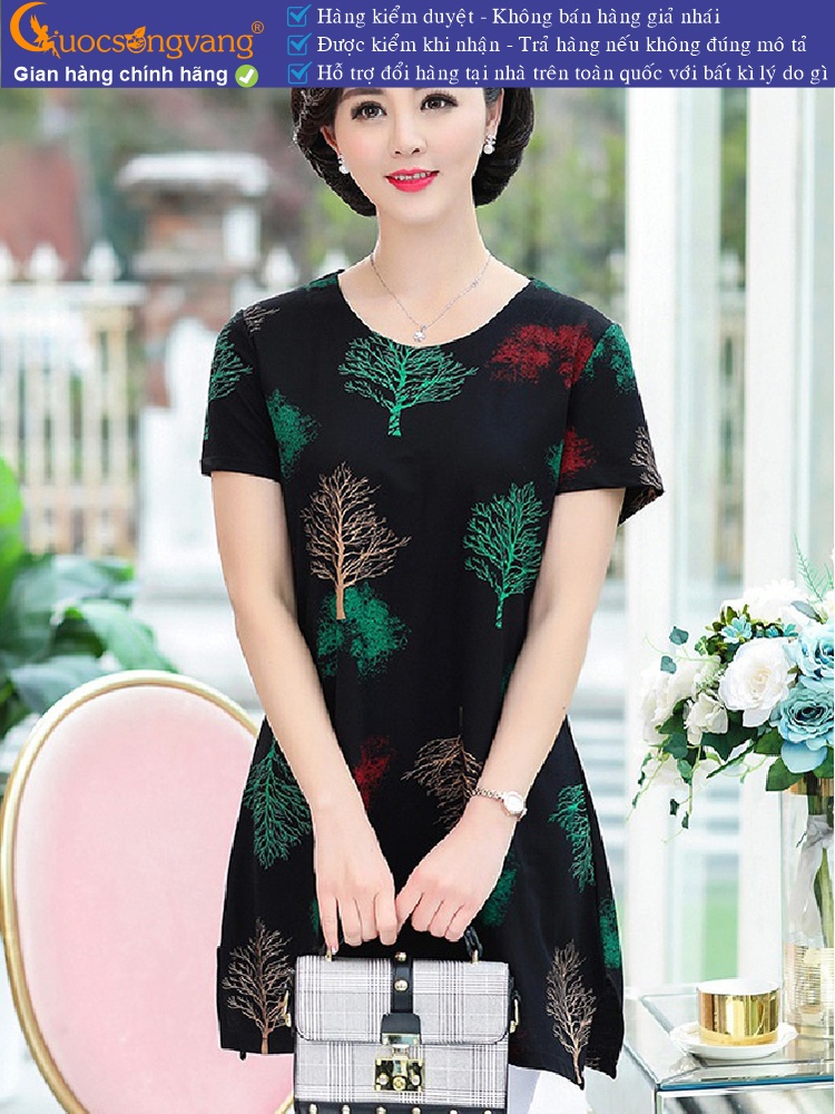 Áo trung niên kiểu dáng dài big size xẻ tà GLA257