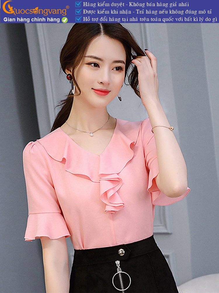 Áo sơ mi nữ cổ bèo tay loe GLA261