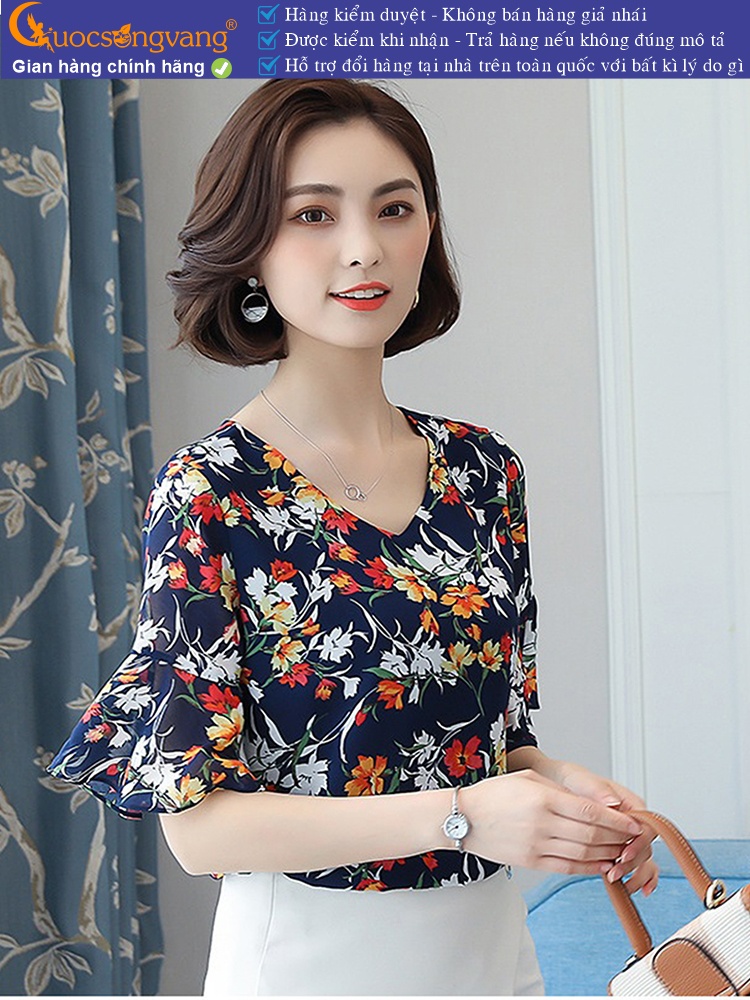 Áo nữ tay loe chiffon cổ tim dáng suông GLA265