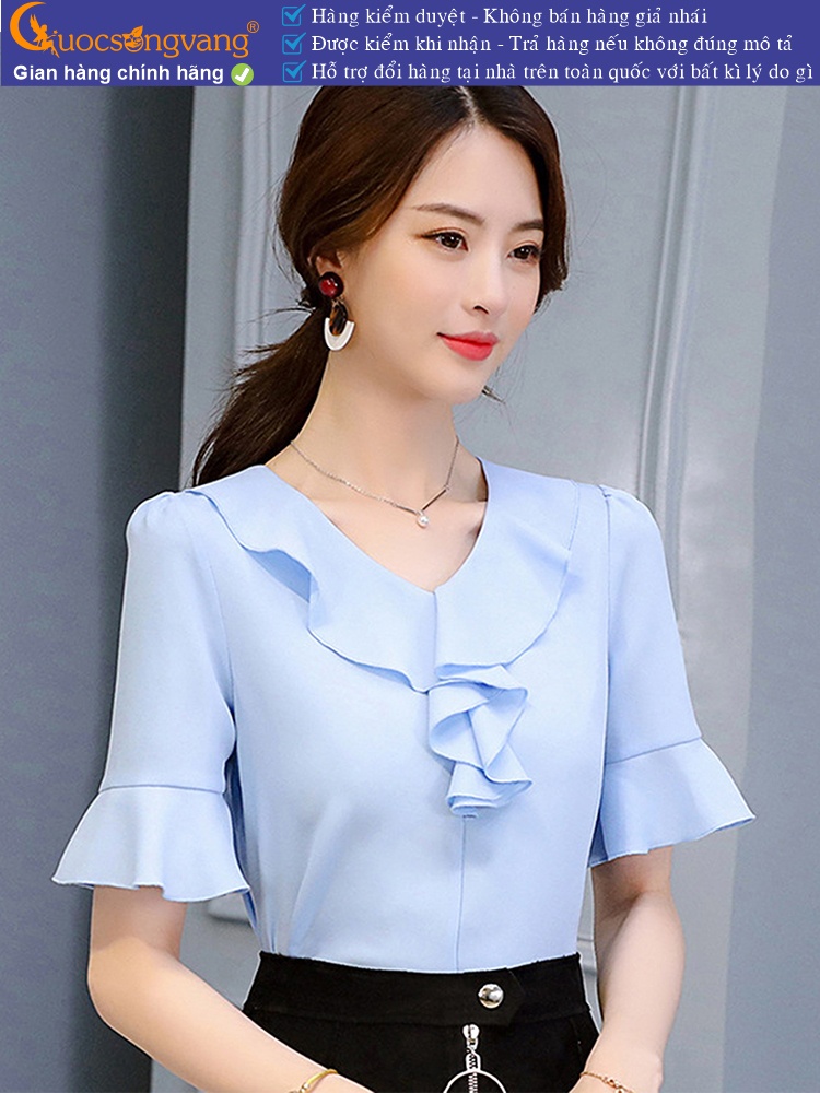 Áo sơ mi nữ cổ bèo tay loe GLA261