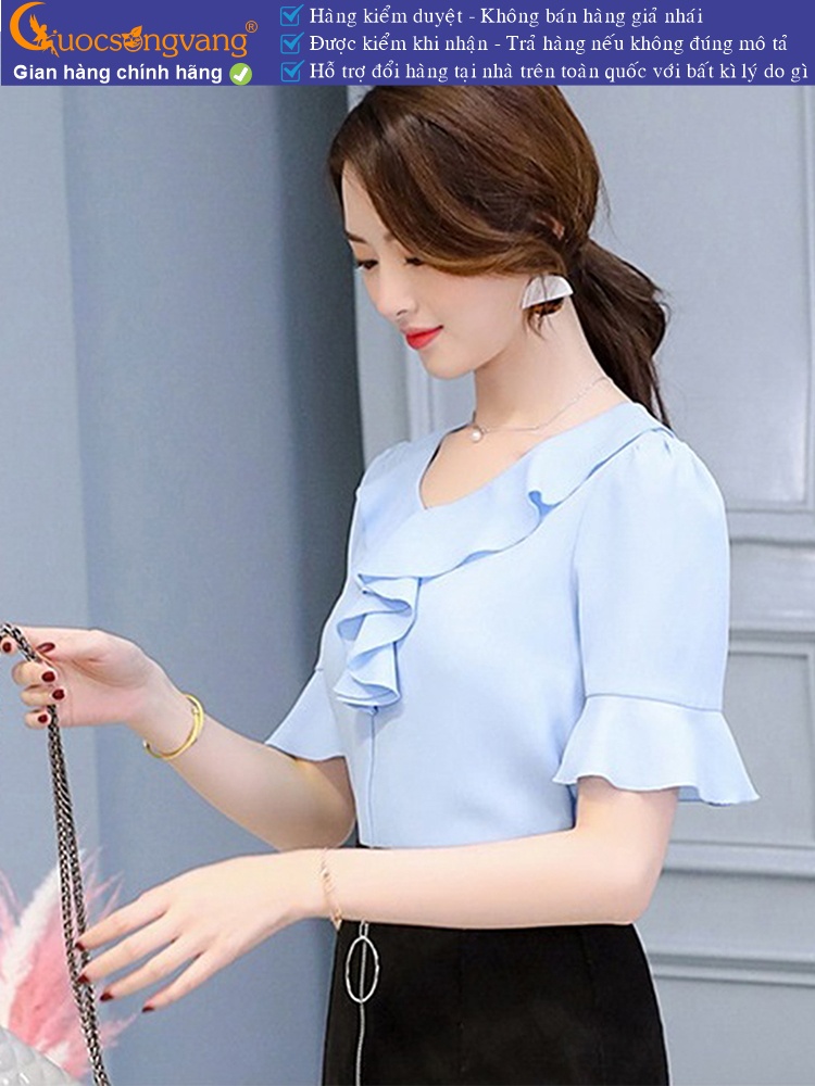 Áo sơ mi nữ cổ bèo tay loe GLA261
